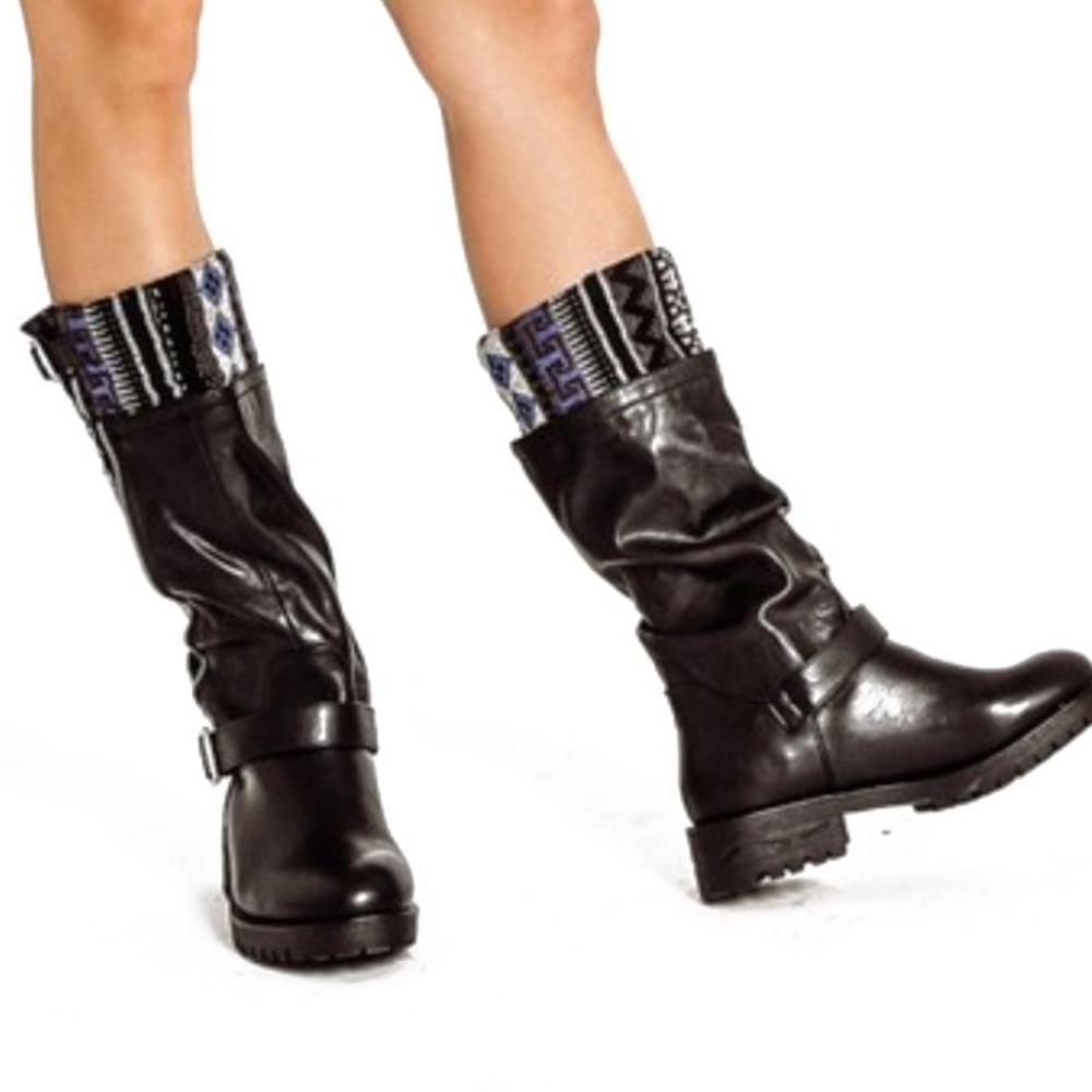 New! Moto Boot Tribal Fabric & Leather 8.5 - Picture 6 of 6